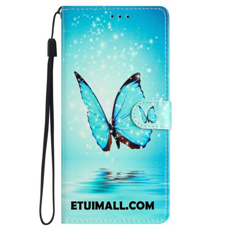 Etui Folio Samsung Galaxy S24 5g Niebieskie Motyle Z Paskiem Etui Ochronne