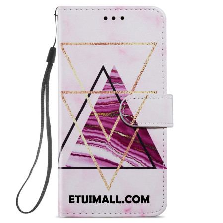 Etui Folio Samsung Galaxy S24 5g Trójkolorowy Marmur Z Paskiem Etui Ochronne