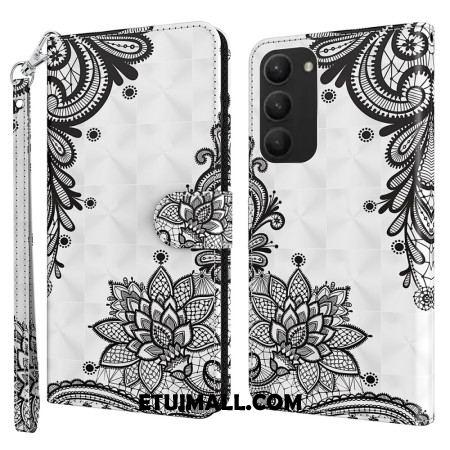 Etui Folio Samsung Galaxy S24 Plus 5g Koronkowy Kwiatek Z Paskiem Etui Ochronne