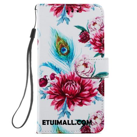 Etui Folio Samsung Galaxy S24 Plus 5g Pasek Ze Wzorem W Pawie Kwiatki