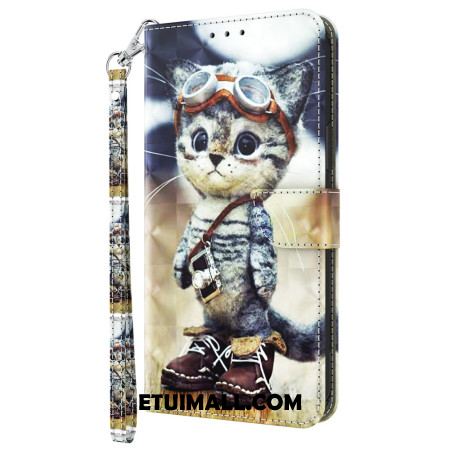 Etui Folio Samsung Galaxy S24 Ultra 5g Kot Lotnik Z Paskiem