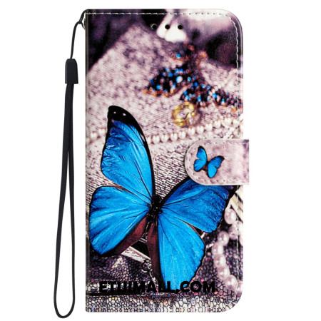 Etui Folio Samsung Galaxy S24 Ultra 5g Niebieski Motyl Z Paskiem Etui Ochronne