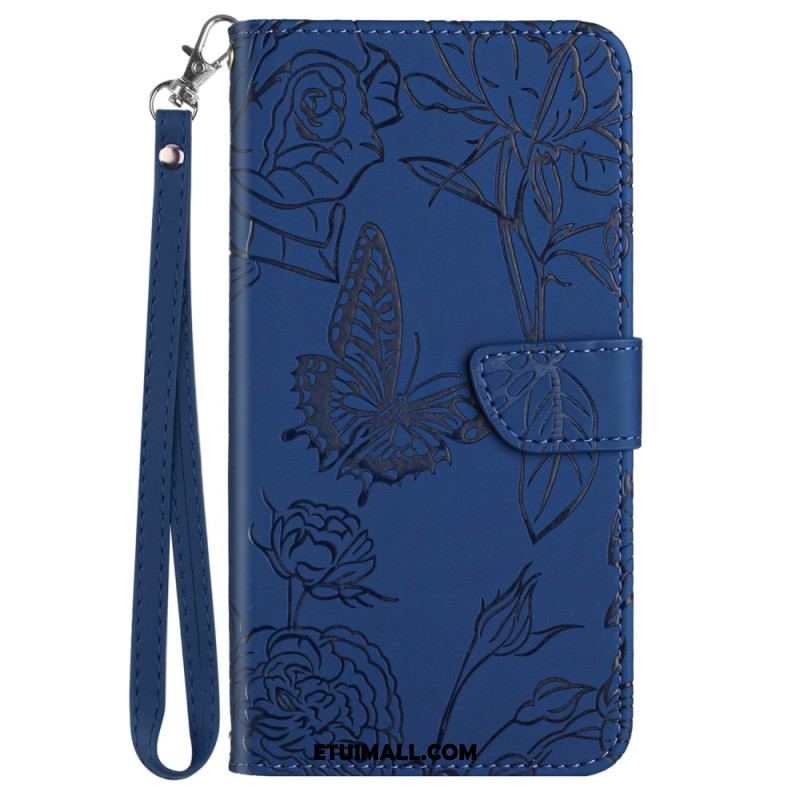 Etui Folio Sony Xperia 10 Vi Nadruk W Kształcie Motyla Z Paskiem