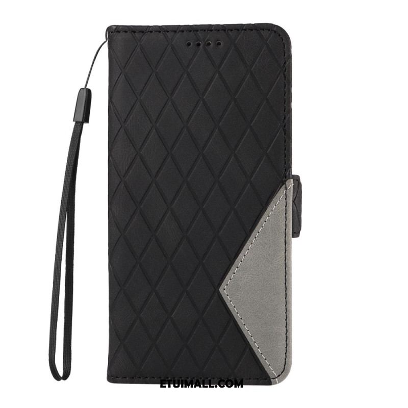 Etui Folio Xiaomi Redmi Note 13 4g Małe Diamenty Z Paskiem Etui Ochronne