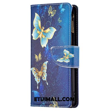 Etui Folio Xiaomi Redmi Note 13 Pro 4g Portfel W Złote Motyle Z Paskiem Etui Ochronne