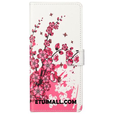 Etui Folio Xiaomi Redmi Note 13 Pro 5g Kwiaty Śliwy Etui Ochronne