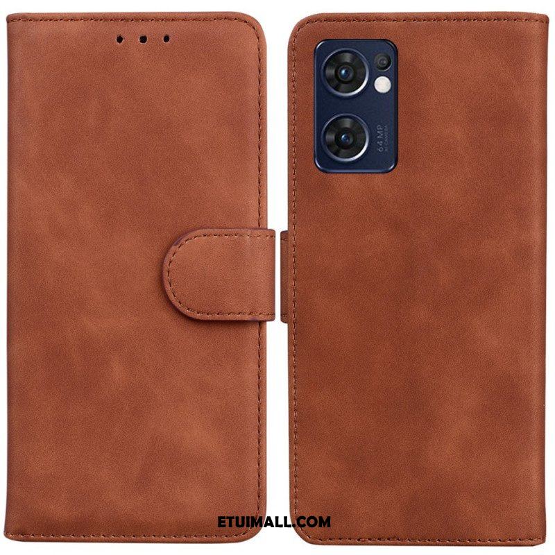 Etui Folio do Oppo Find X5 Lite Monochromatyczny Efekt Skóry