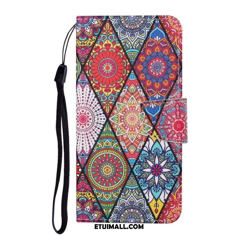 Etui Folio do Samsung Galaxy S22 Ultra 5G Patchwork Ze Smyczą