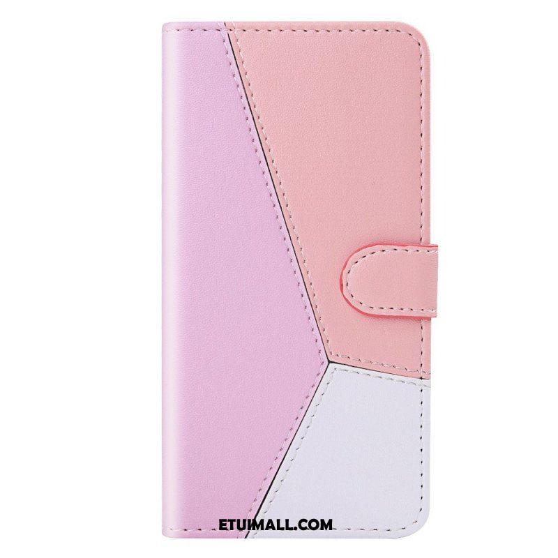 Etui Folio do Samsung Galaxy S22 Ultra 5G Trójkolorowy Efekt Skóry