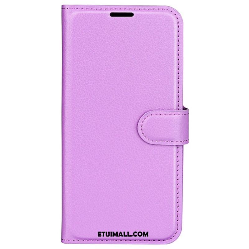 Etui Folio iPhone 16 Pro Max Klasyczna Sztuczna Skóra Litchi Etui Ochronne