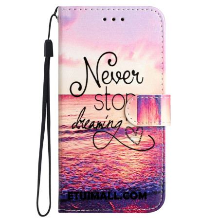 Etui Folio iPhone 16 Pro Max Nigdy Nie Przestawaj Marzyć Z Paskiem Etui Ochronne