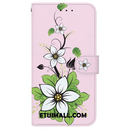 Etui Folio iPhone 16 Pro Max Wzór Lilii Bez Ramiączek