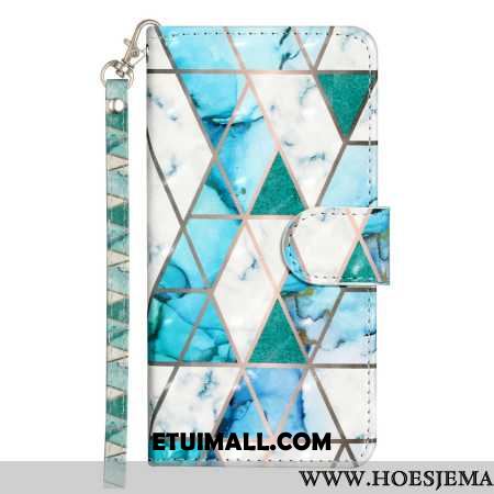 Etui Folio iPhone 16 Pro Max Zielony Marmur Z Paskiem