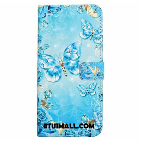 Etui Folio iPhone 16 Pro Niebieskie Motyle