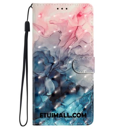 Etui Folio iPhone 16 Pro Różowy I Niebieski Marmur Z Paskiem Etui Ochronne