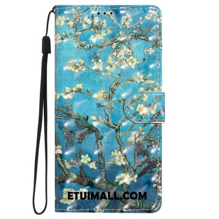 Etui Folio iPhone 16 Pro Sztuka Kwiatowa Z Paskiem Etui Ochronne