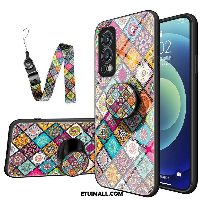 Etui do OnePlus Nord 2 5G Patchworkowy Uchwyt Magnetyczny