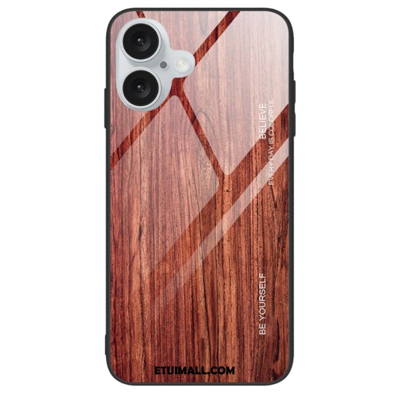 Etui iPhone 16 Drewno Ze Szkła Hartowanego