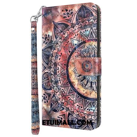 Skórzany Futerał Google Pixel 8 Pro Etui Na Telefon Kolorowa Mandala Z Paskiem