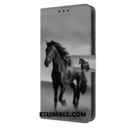 Skórzany Futerał Xiaomi Redmi Note 13 4g Etui Na Telefon CZarny Koń